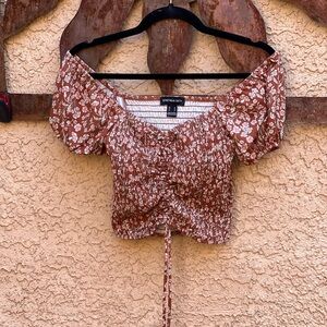 Street Society Ruched Crop Drawstring Top